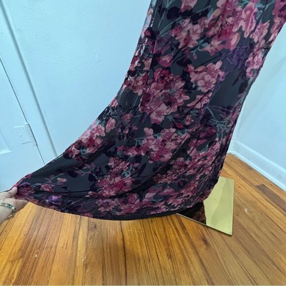 NWT Lulu's Black Floral Asían Print Velvet XL Maxi Babydoll Dress Fairy Whimsi - Picture 8 of 15